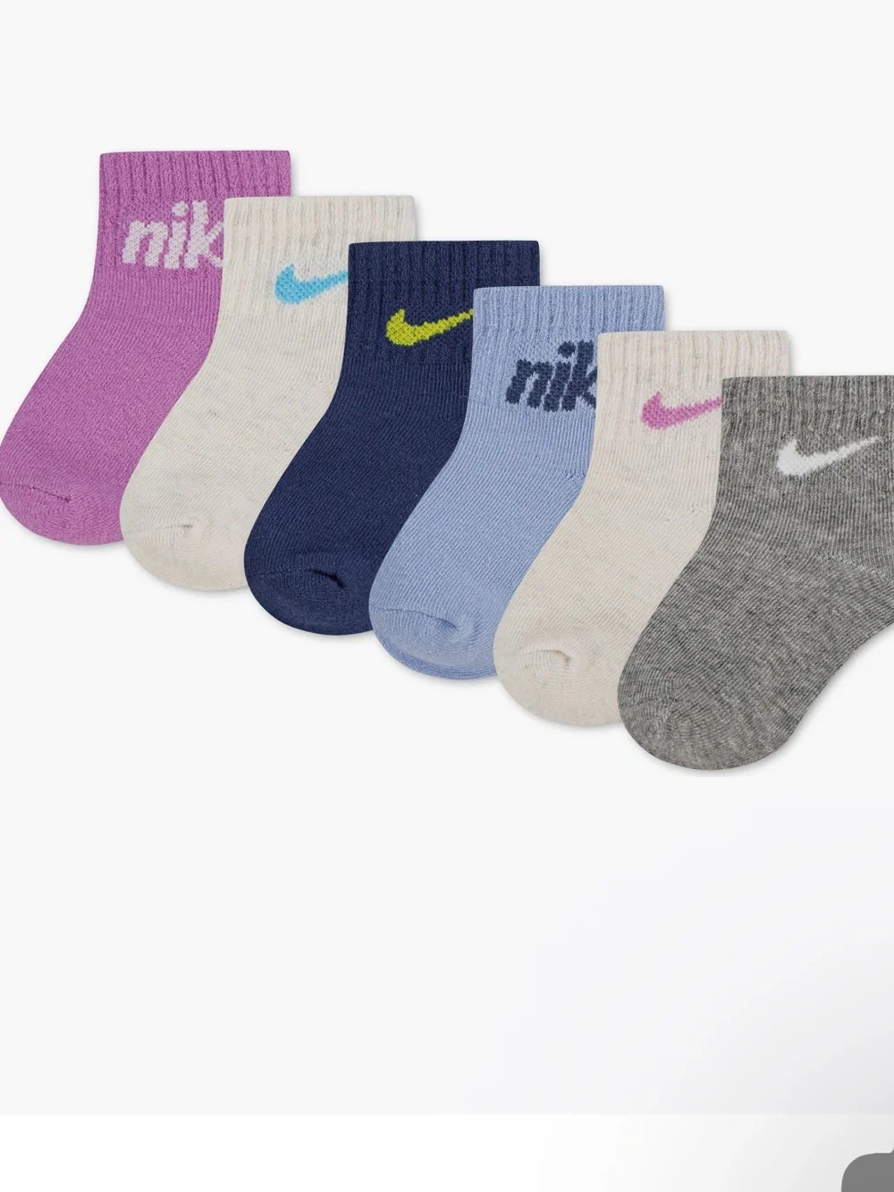 Nike Kids' 6-Pack Logo Socks -SZ-12-24 Month NWT